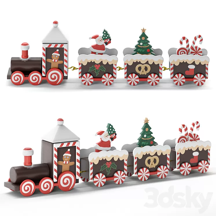 Christmas train 3D Model Free
