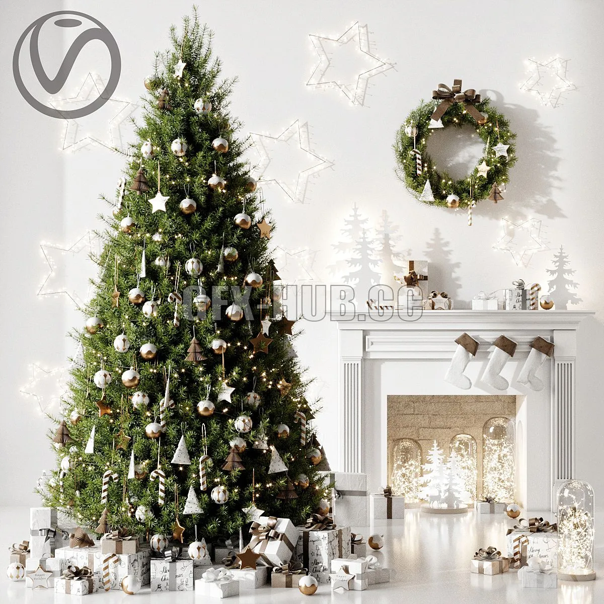Christmas tree 4 Vray Free Download