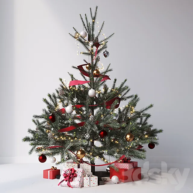 Christmas tree set №1 3D Model