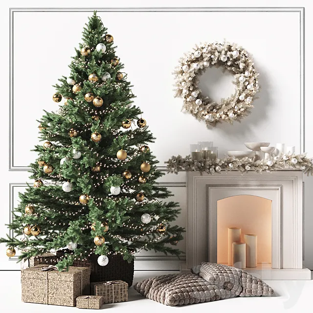 Christmas tree with a fireplace 3D Model