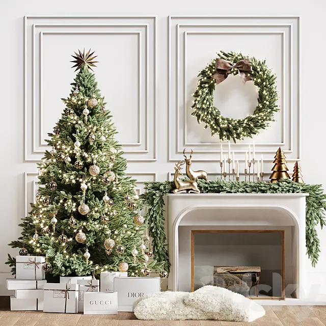 Christmas tree with fireplace 3 3D Model