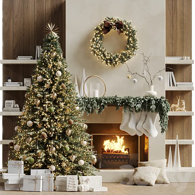Christmas tree with fireplace 5 Free Download