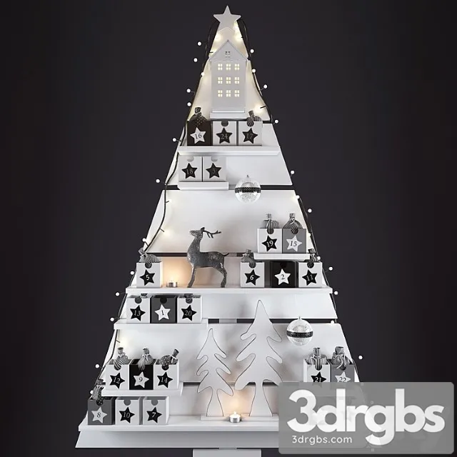 Christmas Wall Tree 3D Model Free