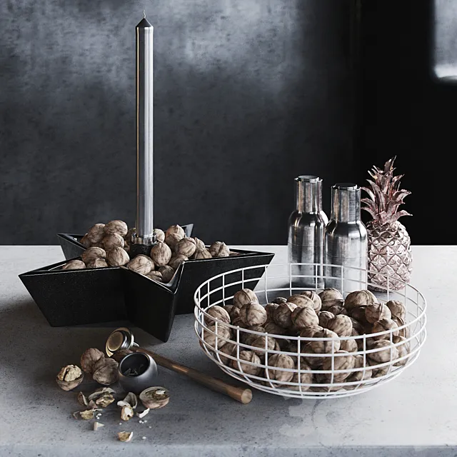 Christmas walnut decor set 3DModel