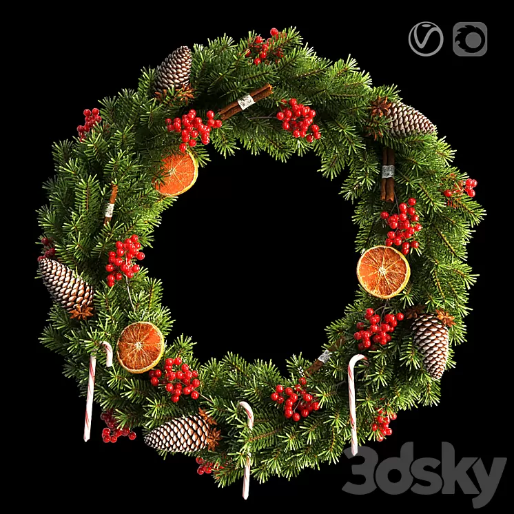 Christmas wreath 66cm 3D Model