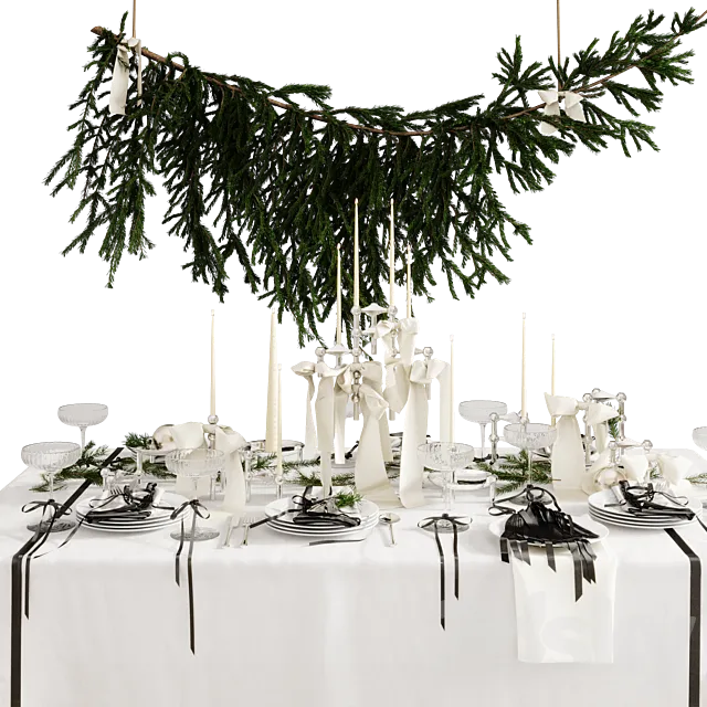 Christmas_New Year table setting 3D Model