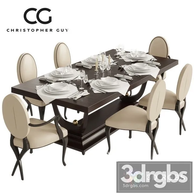 Christopherguy Fontaine Dining Set 3D Model Free