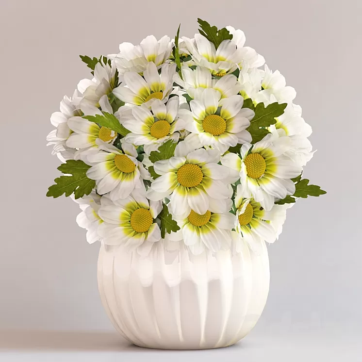 Chrysanthemums in a vase 3D Model