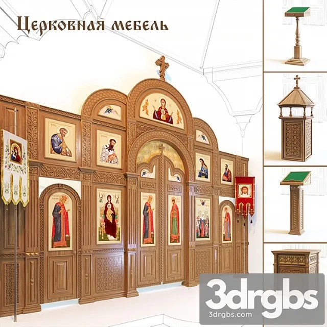 Church furniture 3D Model Free
