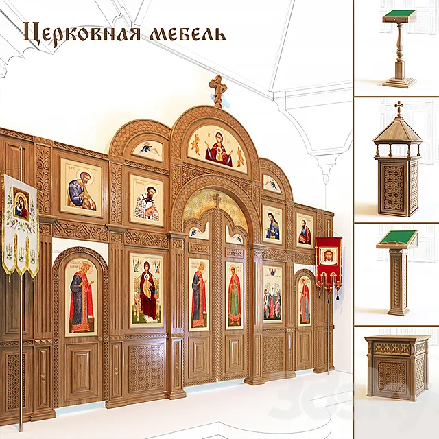 Church furniture 3D Model