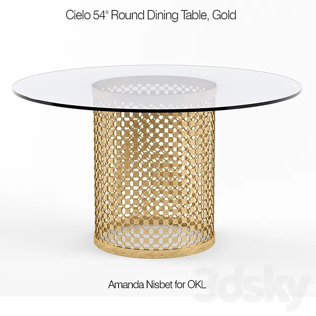 Cielo 54 Round Dining Table Gold 3D Model