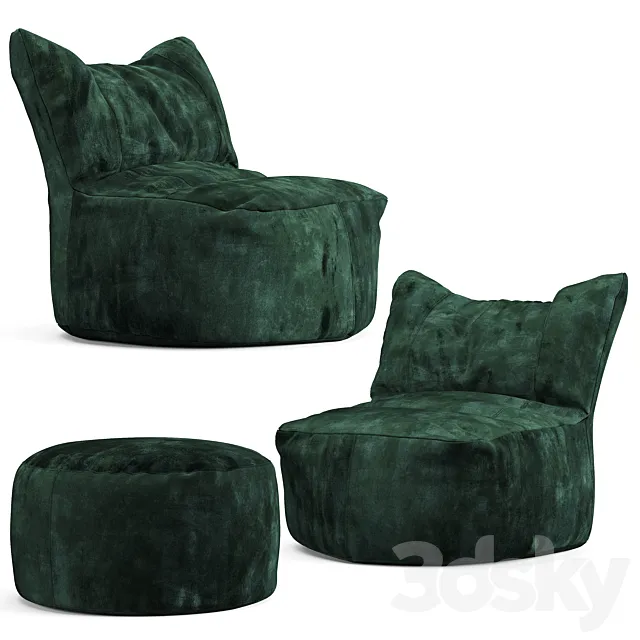 Cierre imbottiti bubba bean bag chair 3D Model
