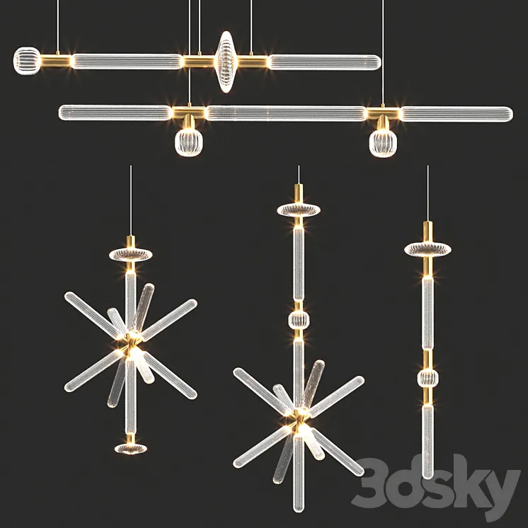 Cipher Lasvit collection chandelier 3D Model Free