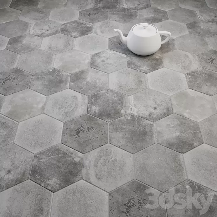 CIR Miami Esagona Dust Gray (Ex Polvere) Tile Set 3D Model