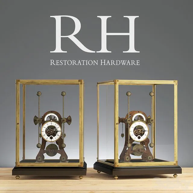 CIRCA 1900 FRENCH DUAL-DIAL CLOCK CLOCHE 3D Model