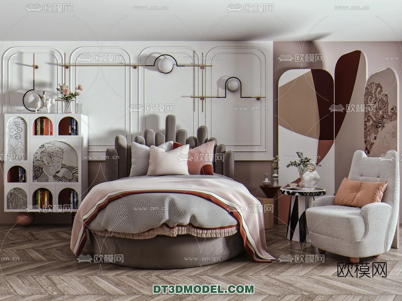 Circle Bed - Furniture 3D Models for Bedroom - 001