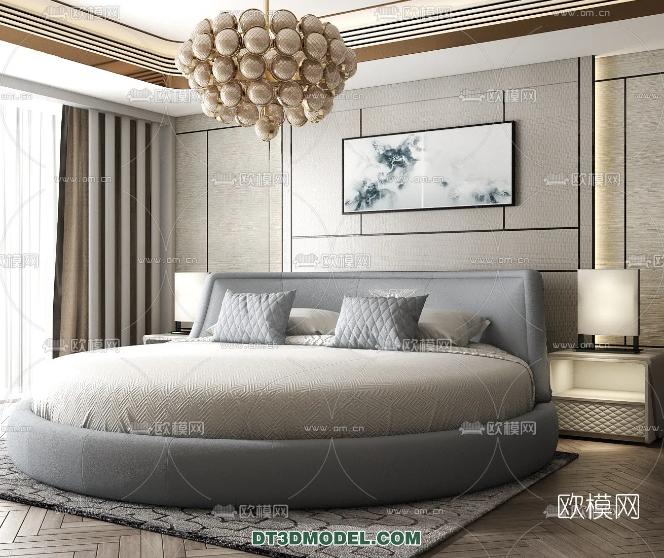 Circle Bed - Furniture 3D Models for Bedroom - 006