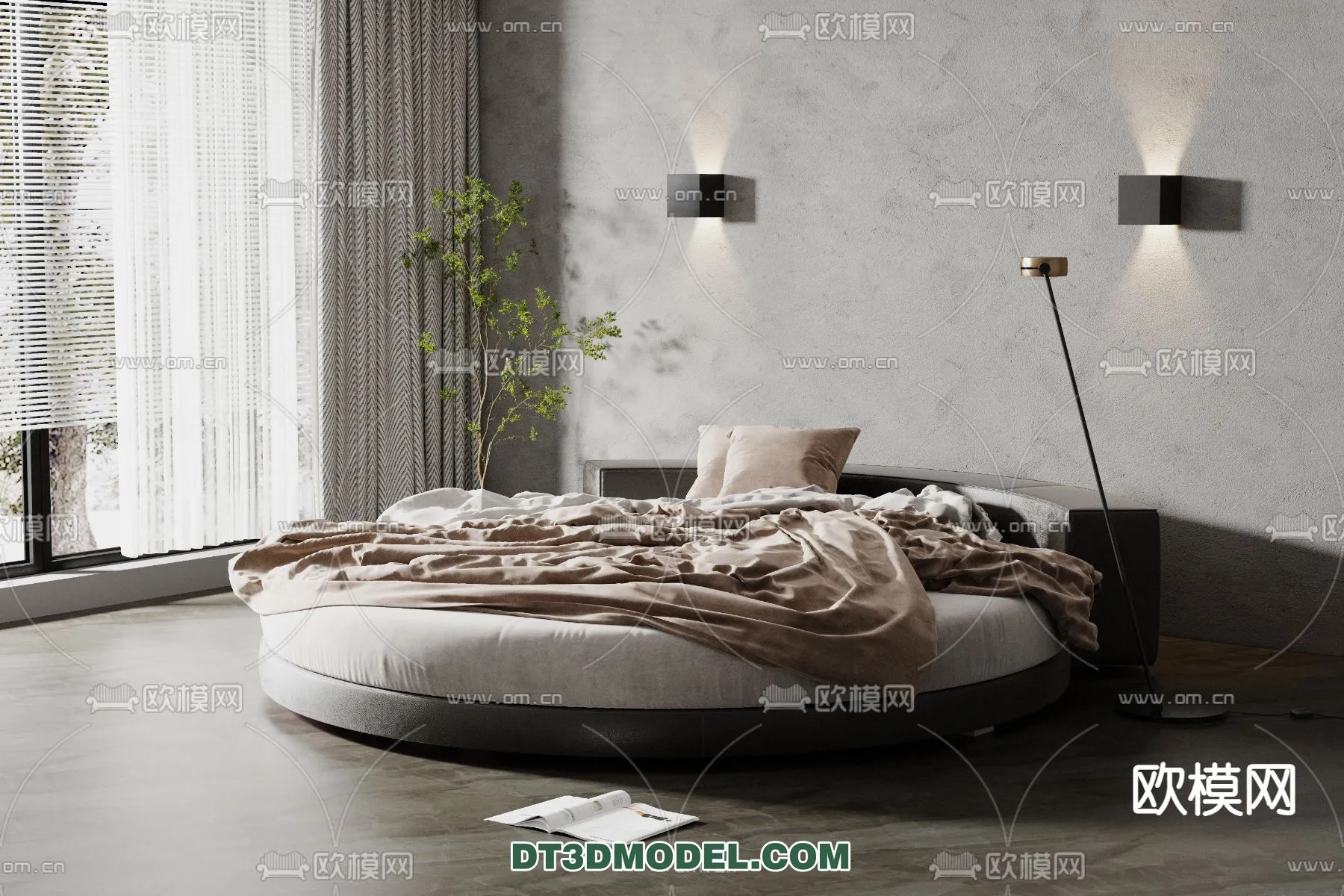 Circle Bed - Furniture 3D Models for Bedroom - 013