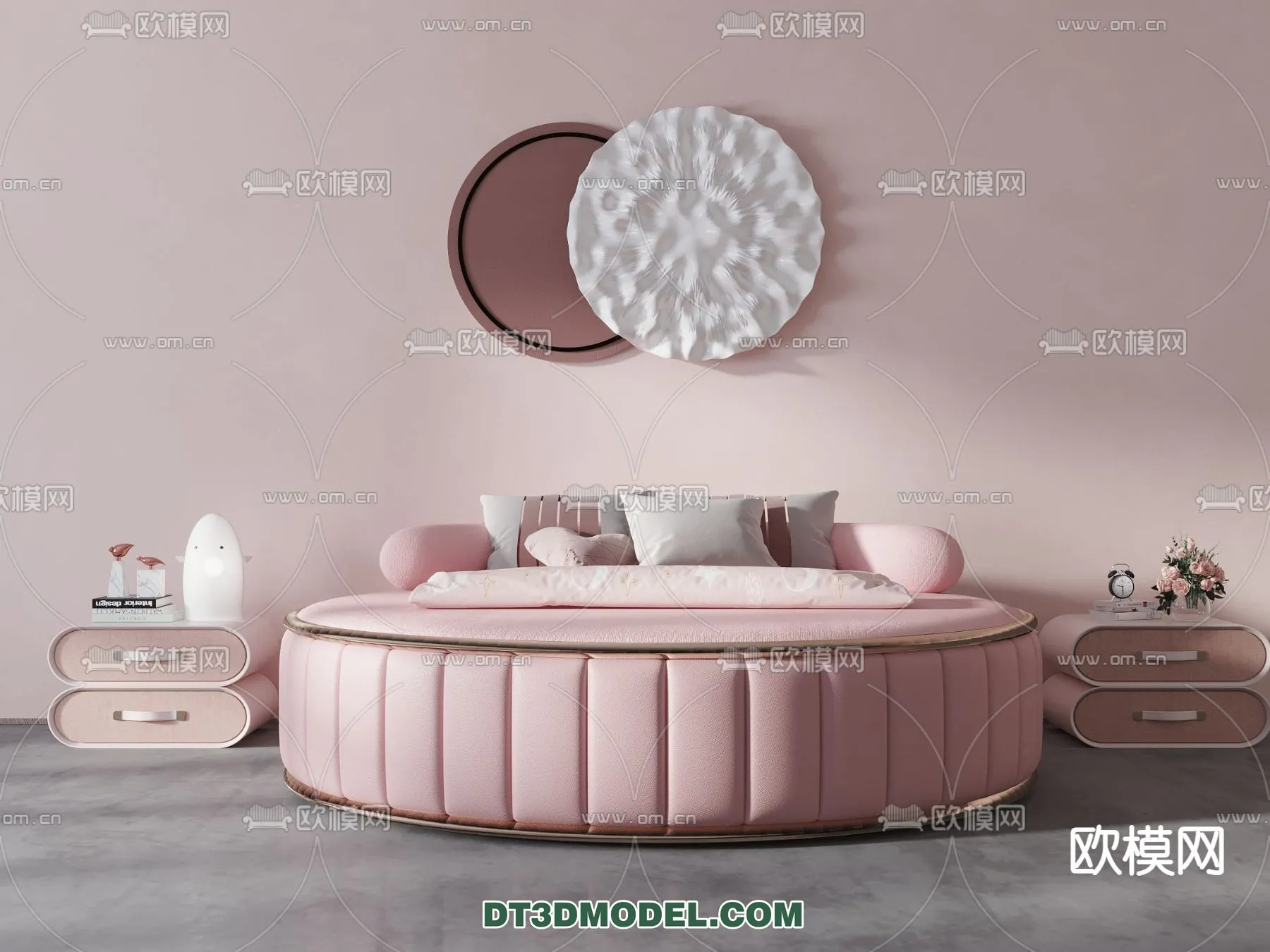 Circle Bed - Furniture 3D Models for Bedroom - 014
