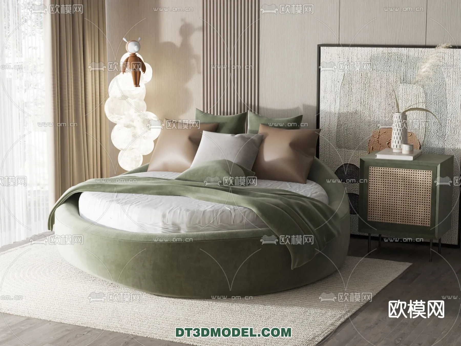 Circle Bed - Furniture 3D Models for Bedroom - 017