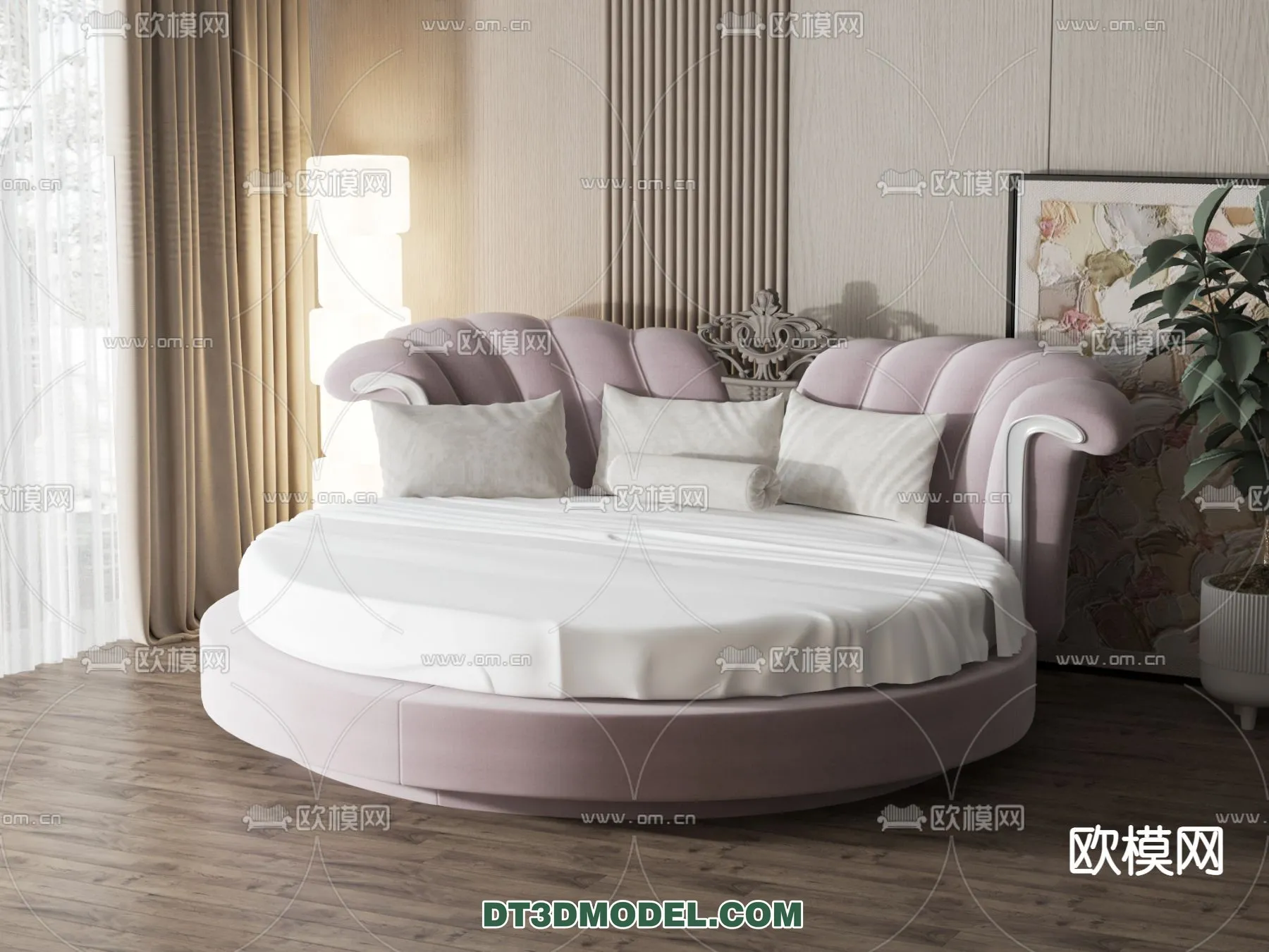 Circle Bed - Furniture 3D Models for Bedroom - 018