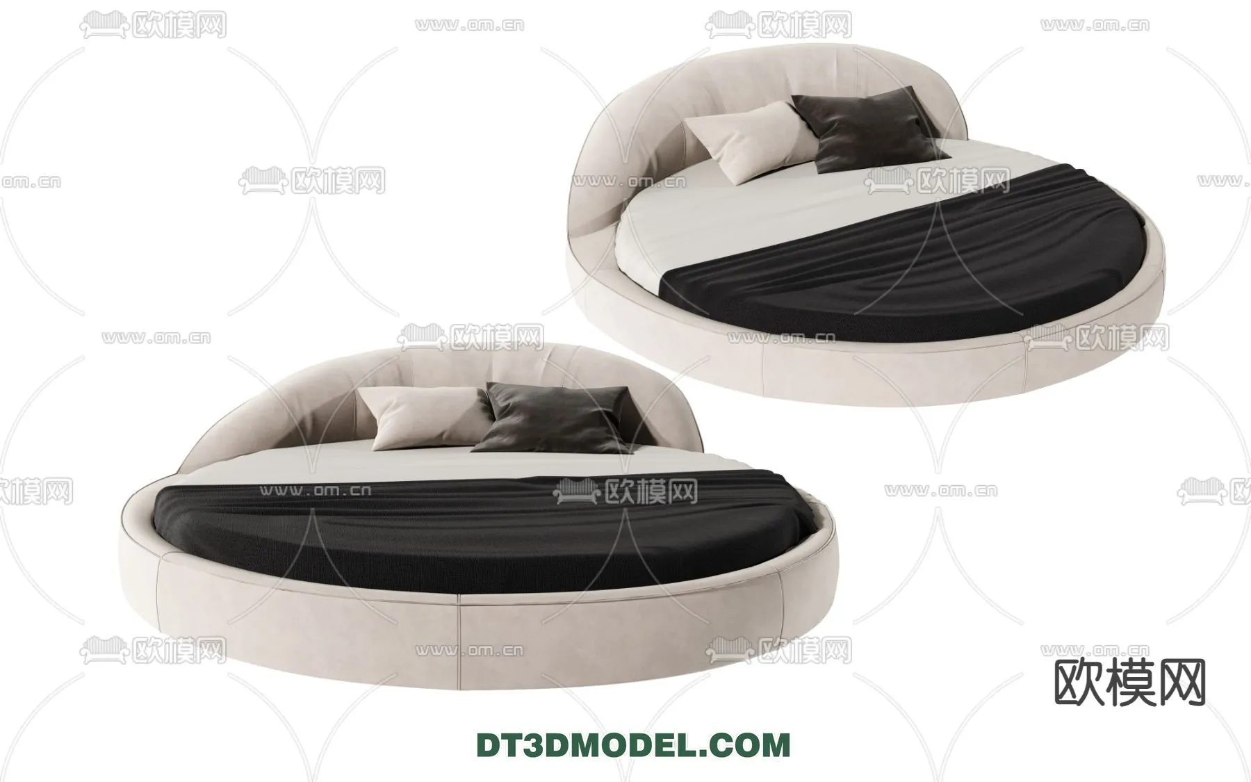 Circle Bed - Furniture 3D Models for Bedroom - 020