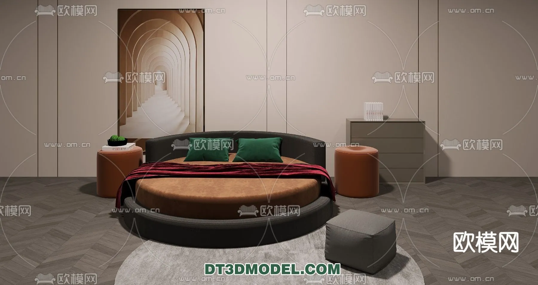Circle Bed - Furniture 3D Models for Bedroom - 022