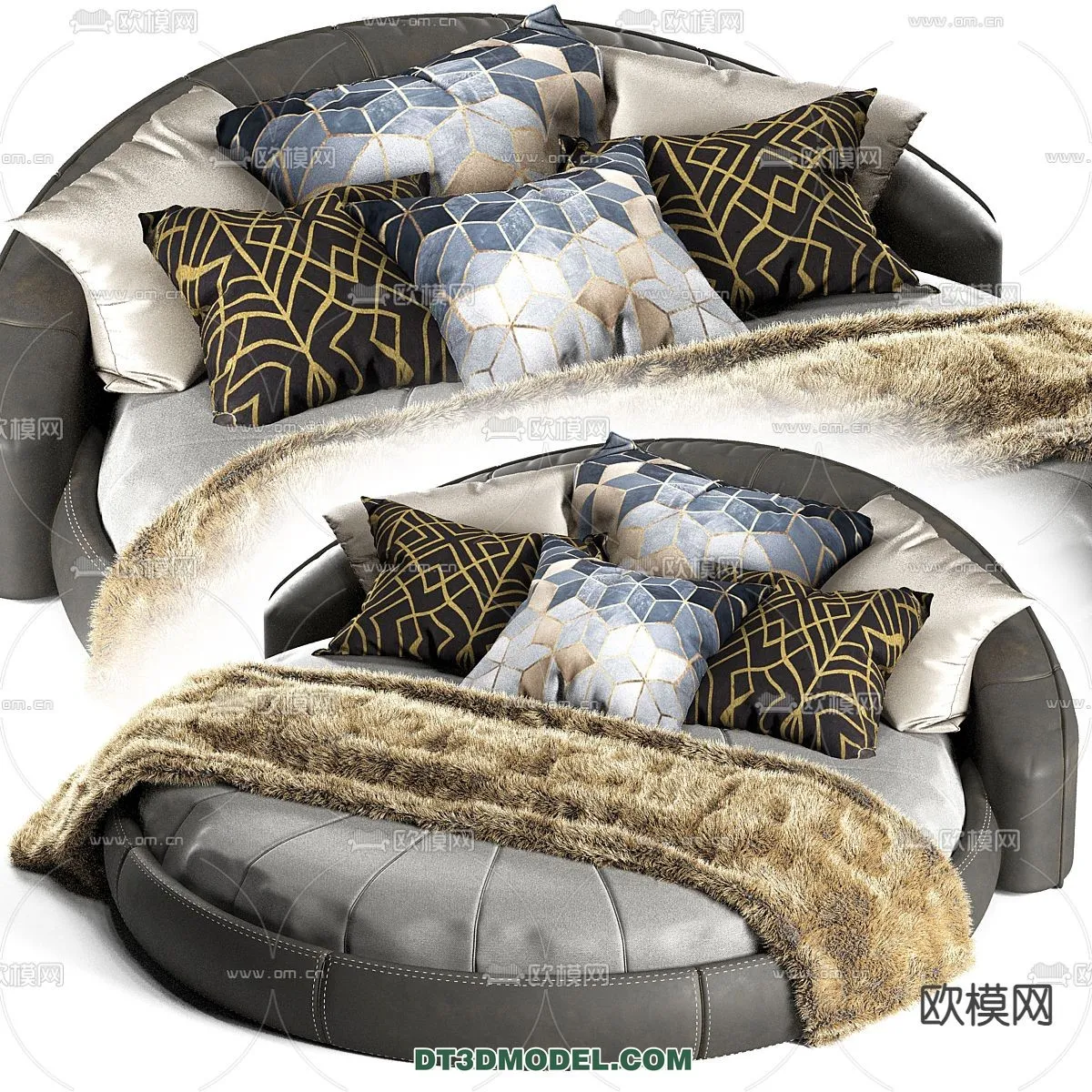 Circle Bed - Furniture 3D Models for Bedroom - 025