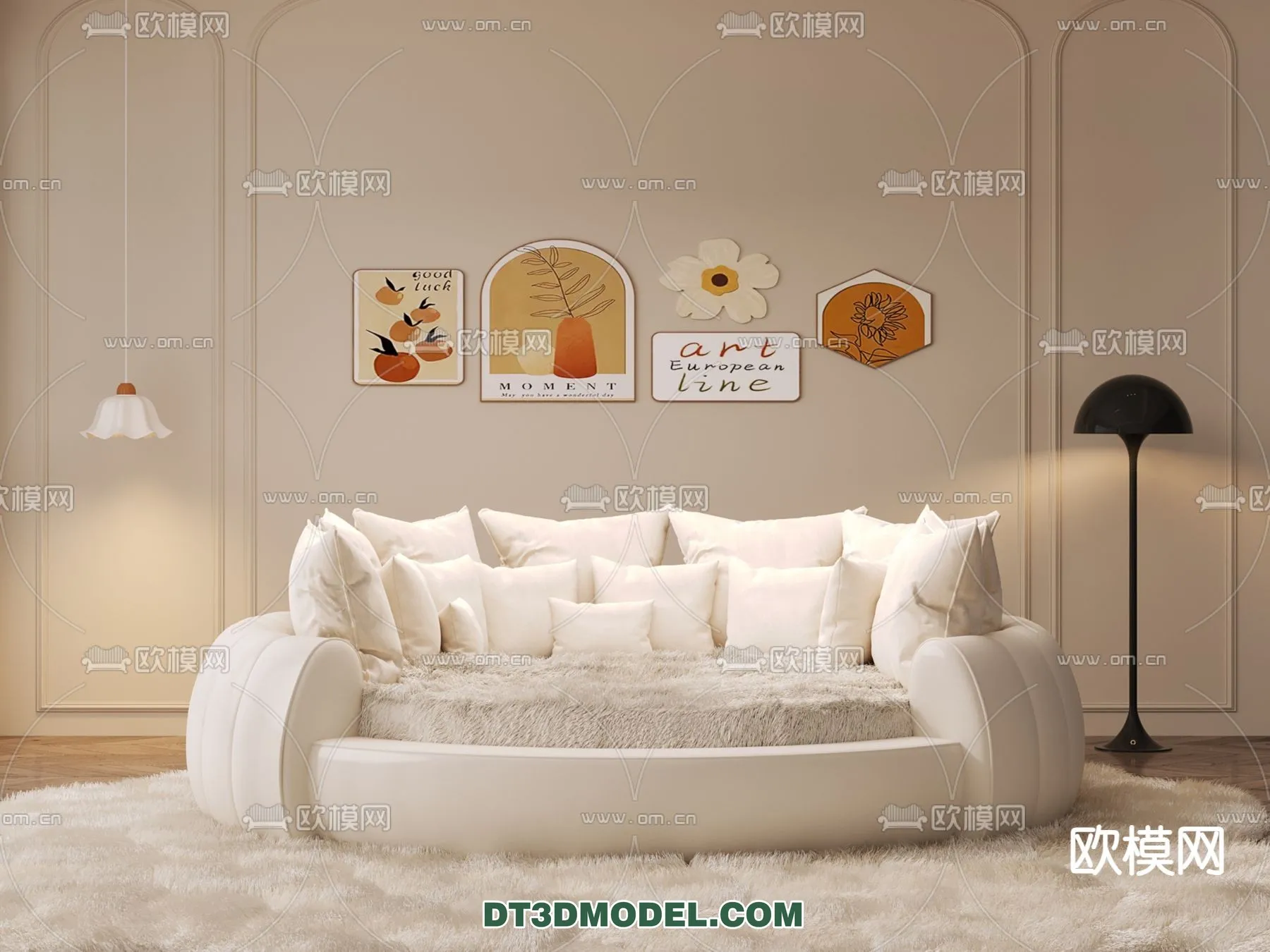 Circle Bed - Furniture 3D Models for Bedroom - 027