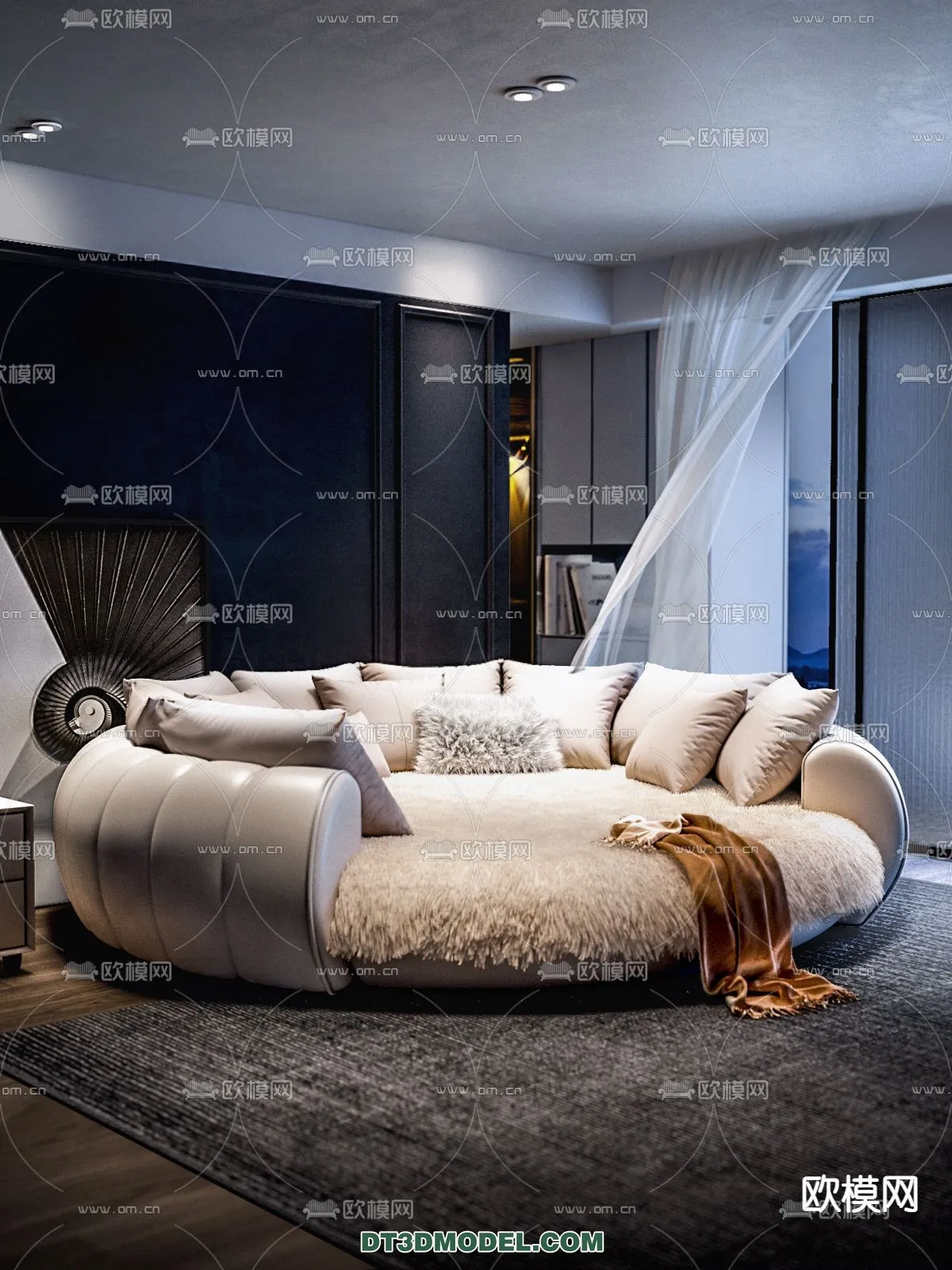 Circle Bed - Furniture 3D Models for Bedroom - 030