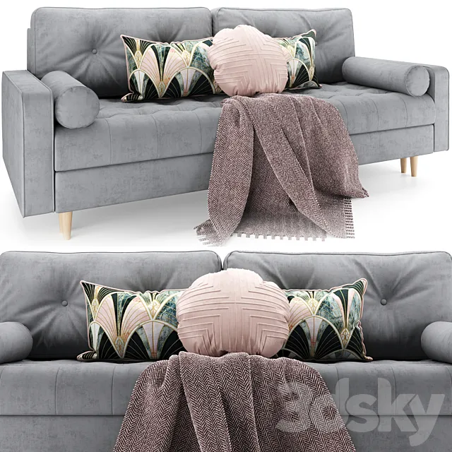 Citeno sofa in 6 colors (Smart Grafit _ Barhat Emerald _ Smart Blue _ Smart Seladon _ Barhat Salmon _ Velvet Light) from Divanru 3D Model