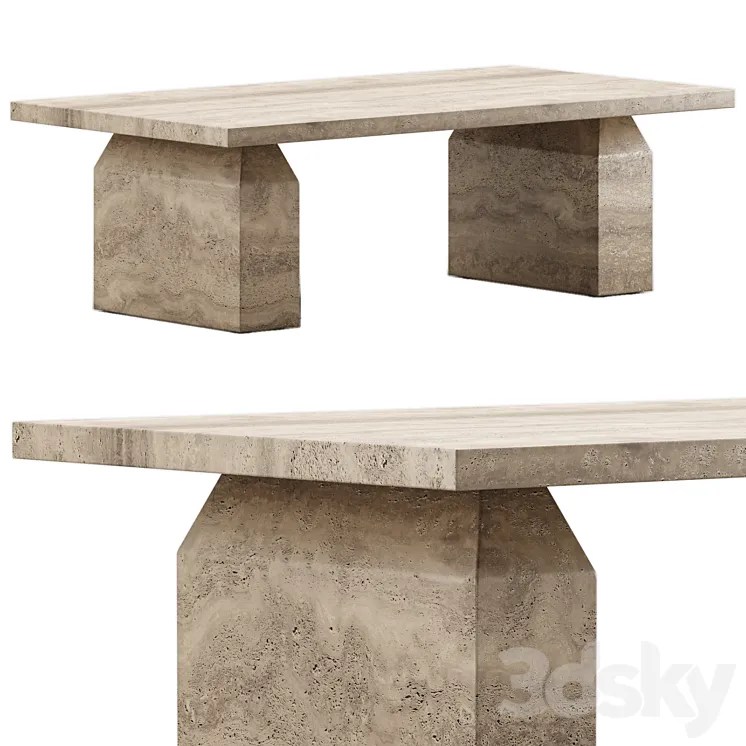 CIVITA BROWN TRAVERTINE COFFEE TABLE - CB2 3D Model Free