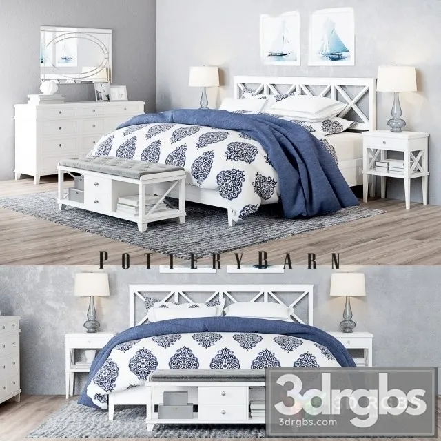 Clara Lattice White Bed 3D Model Free