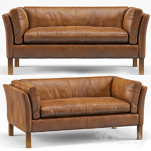 Clara Modern Classic Leather Upholstered Loveseat 3D Model