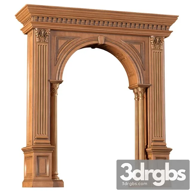 Classic arched doorway made of wood. arch in classic style 3D Model Free