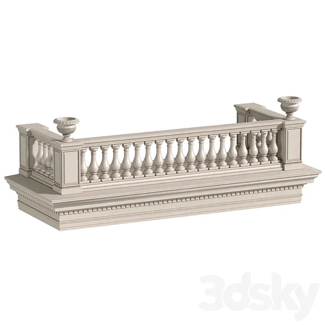 Classic balcony with balustrade. Classic balcony balustrade 3D Model