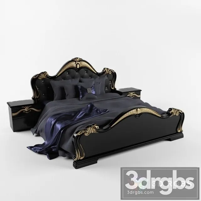 Classic Black Bed 2 3D Model Free