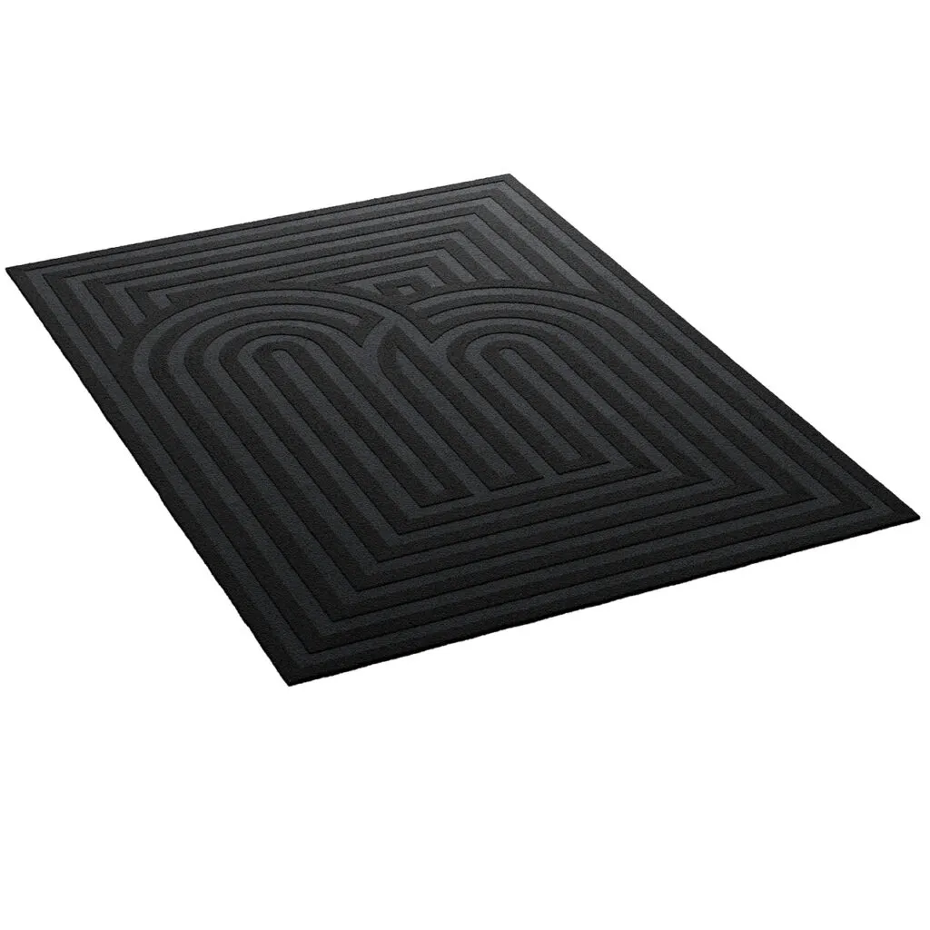 Classic Black Rectangular Rug by Feyyn