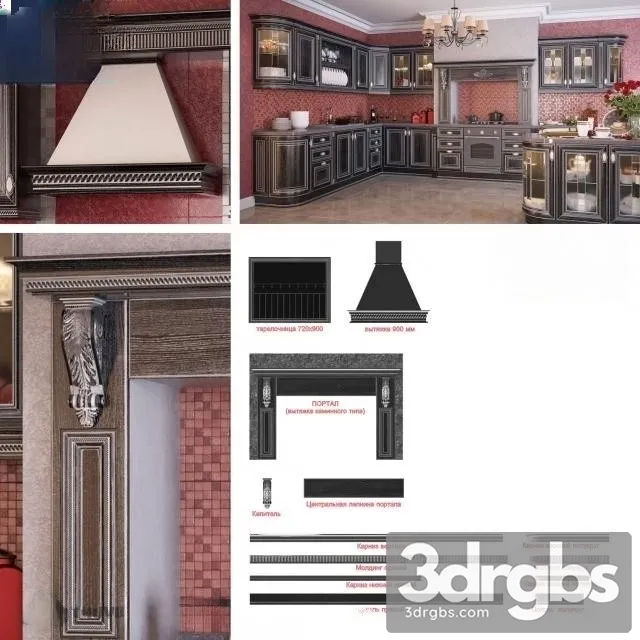 Classic Cabinet Door Set 03 3D Model Free