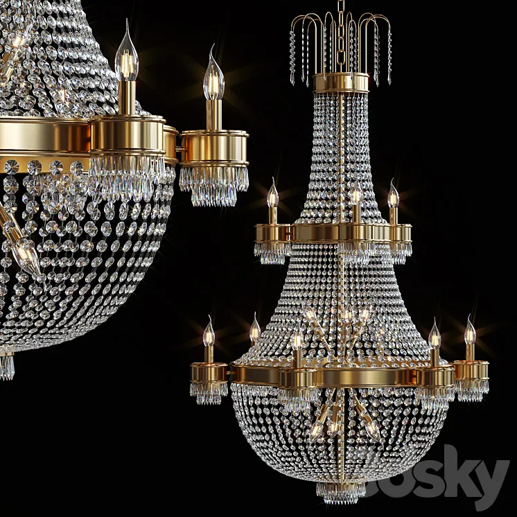 Classic crystal chandelier Brass 29 3D Model Free