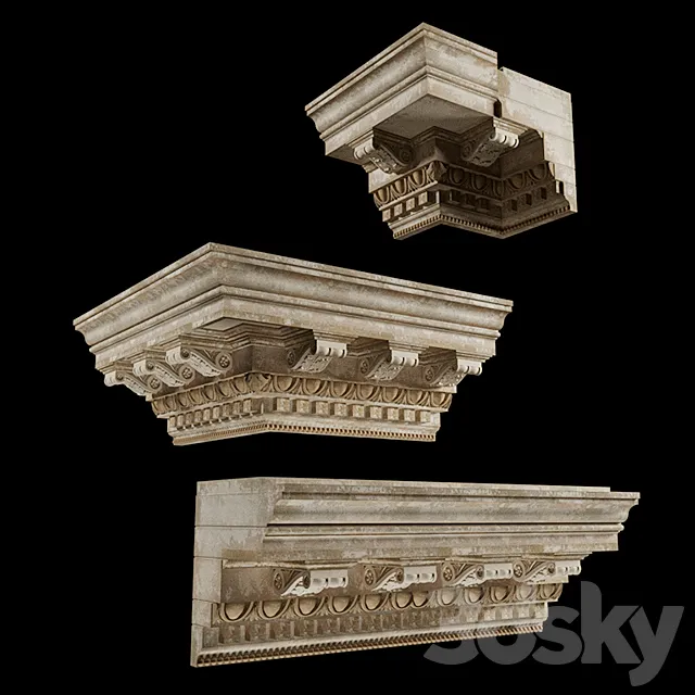 Classic curtain rod (3 types) 3D Model