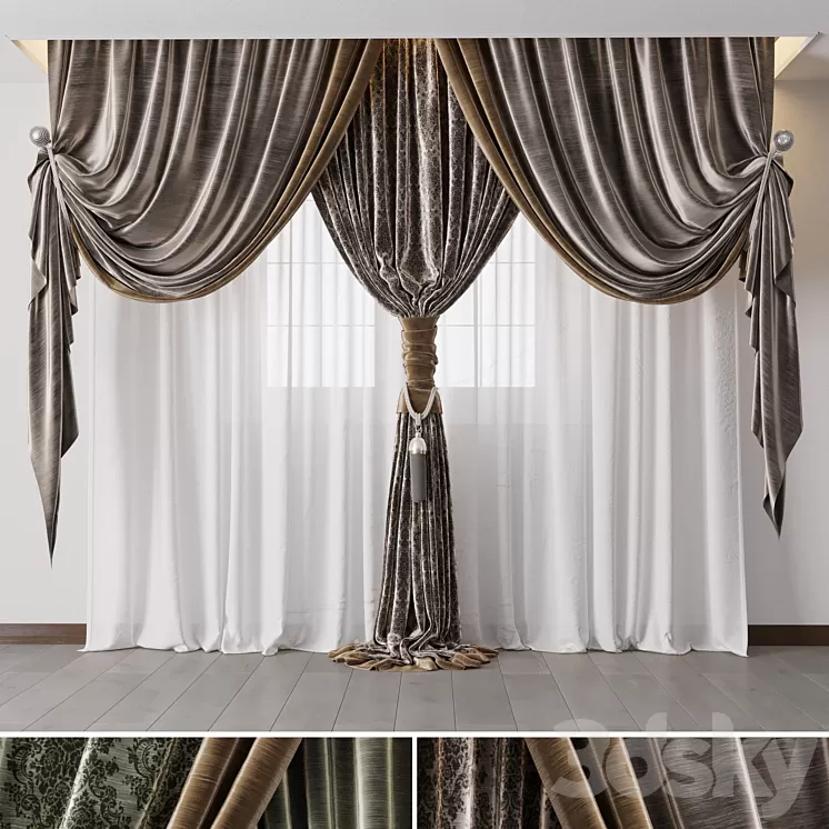 Classic curtains 02 3D Model