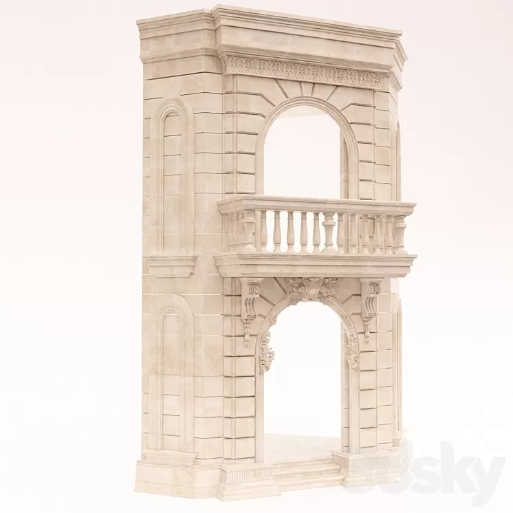 Classic entrance Gate 3D Model