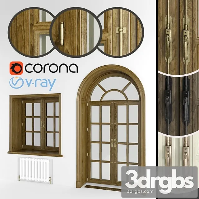 Classic eurowindows and arched door 3 colors 3D Model Free