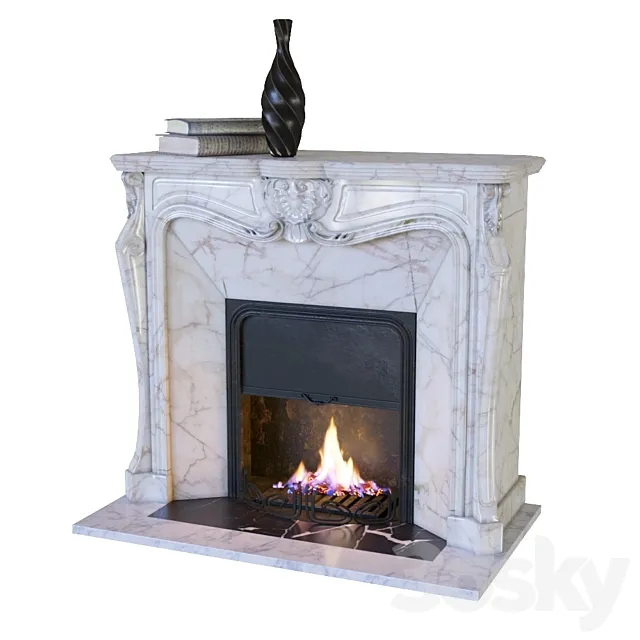 Classic fireplace with decor 3DModel