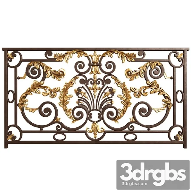 Classic Forging Wrought Iron Railing 3D Model Free