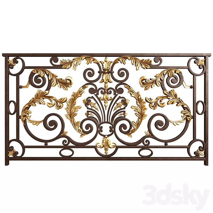 Classic forging wrought iron railing 3D Model