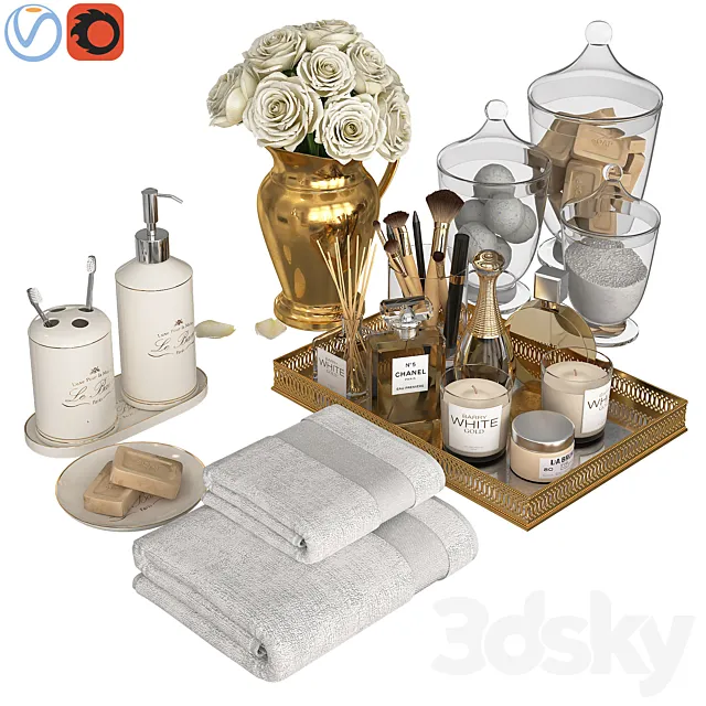 Classic Gold Bathroom Decor 3DModel