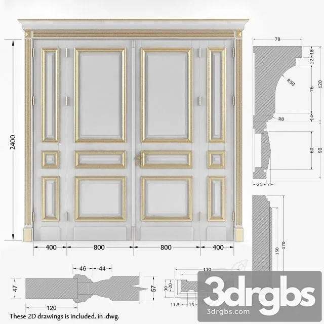 Classic Gold Plated Door 1 3D Model Free