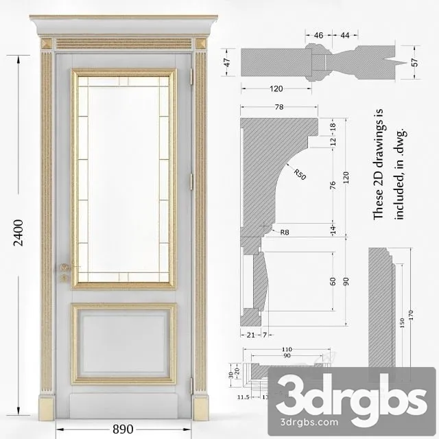 Classic Gold Plated Door 3 3D Model Free